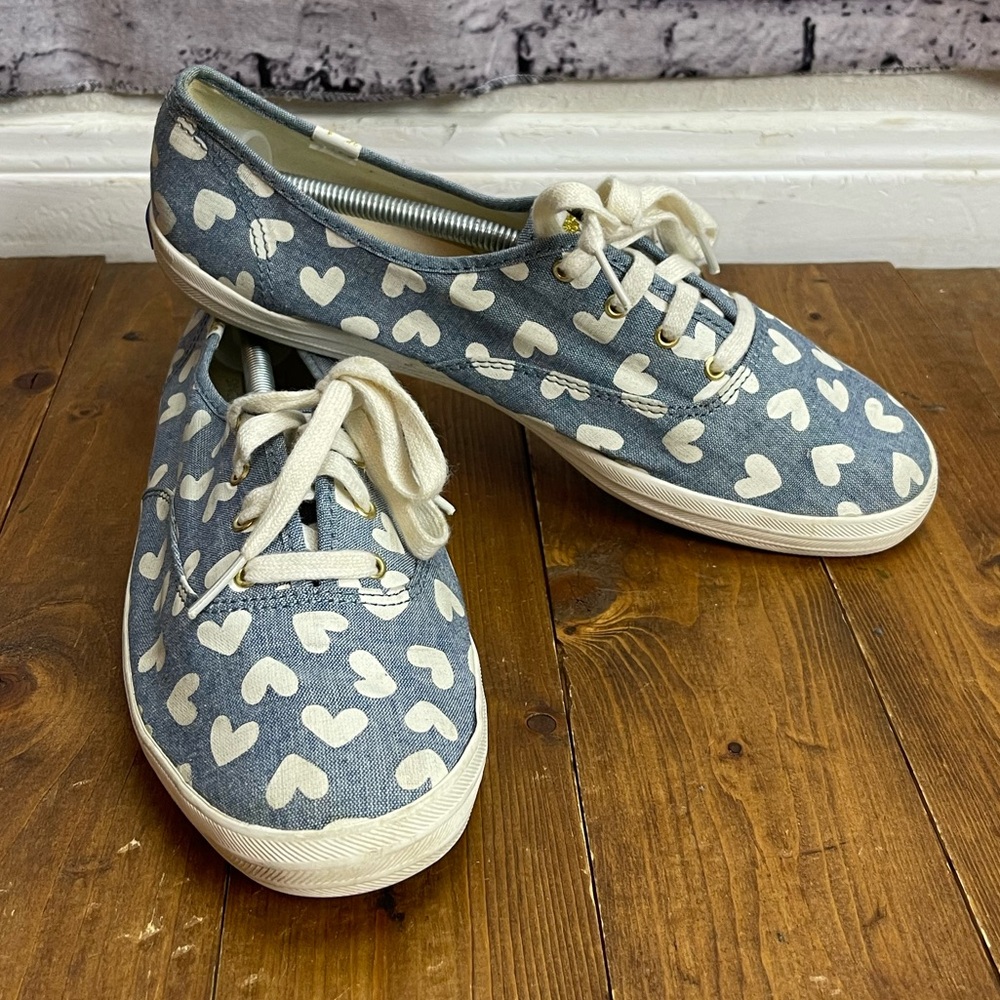 Keds blue and white heart print sneakers women’s size 10